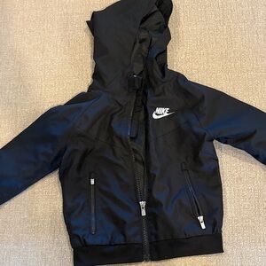 Nike Kids Black Hooded Raincoat wind breaker
